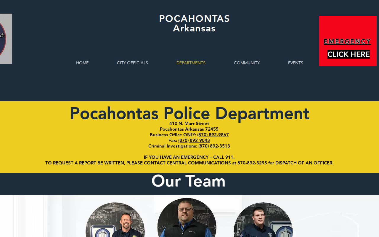 Randolph County arrest records Pocahontas Police contact page
