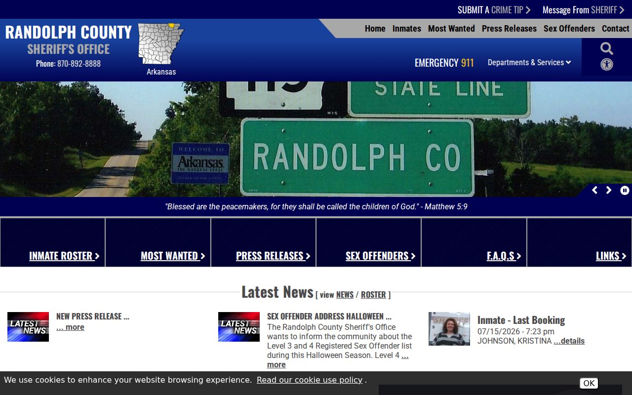 Randolph County criminal history sheriff office homepage