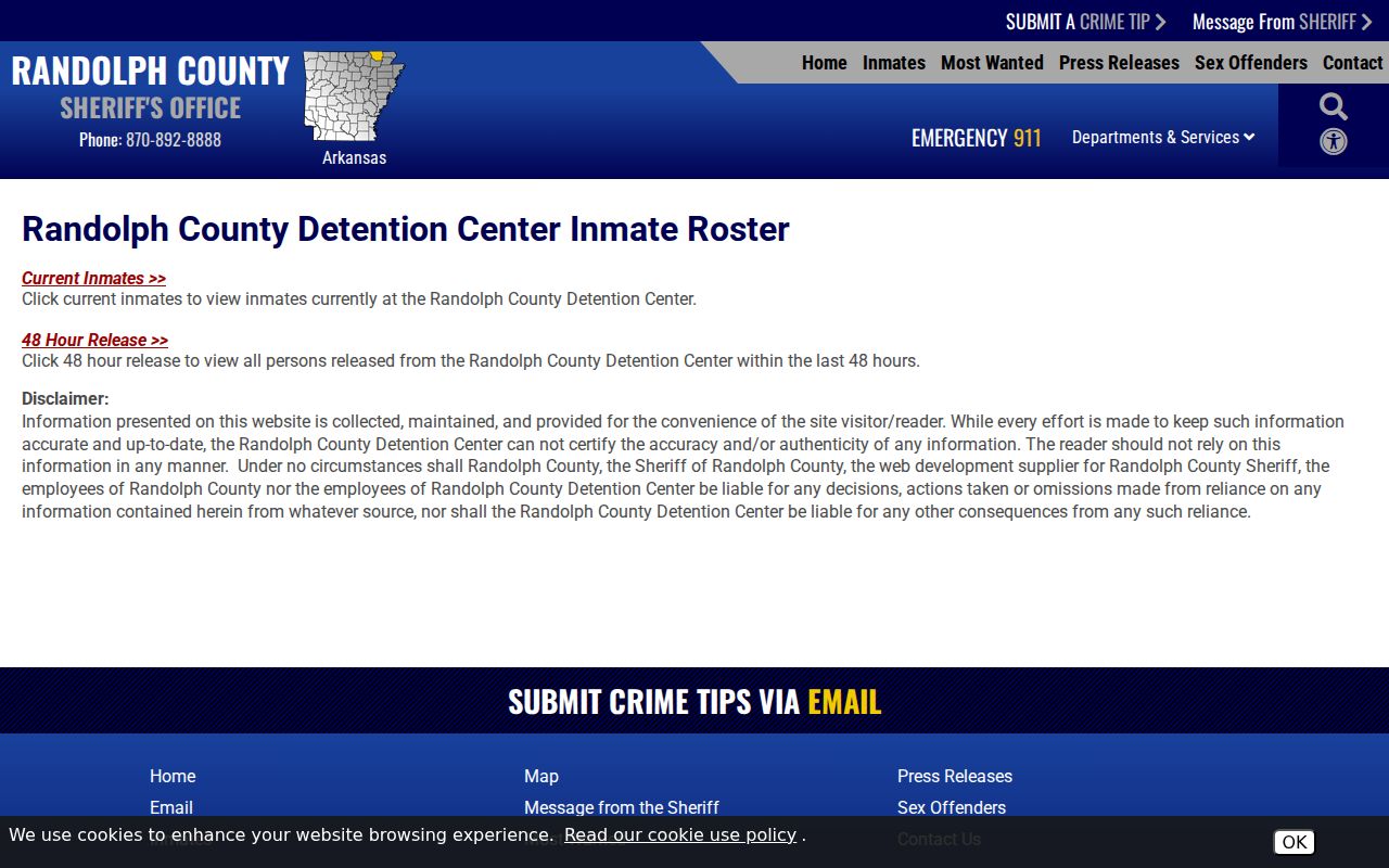 Randolph County criminal records detention roster choices