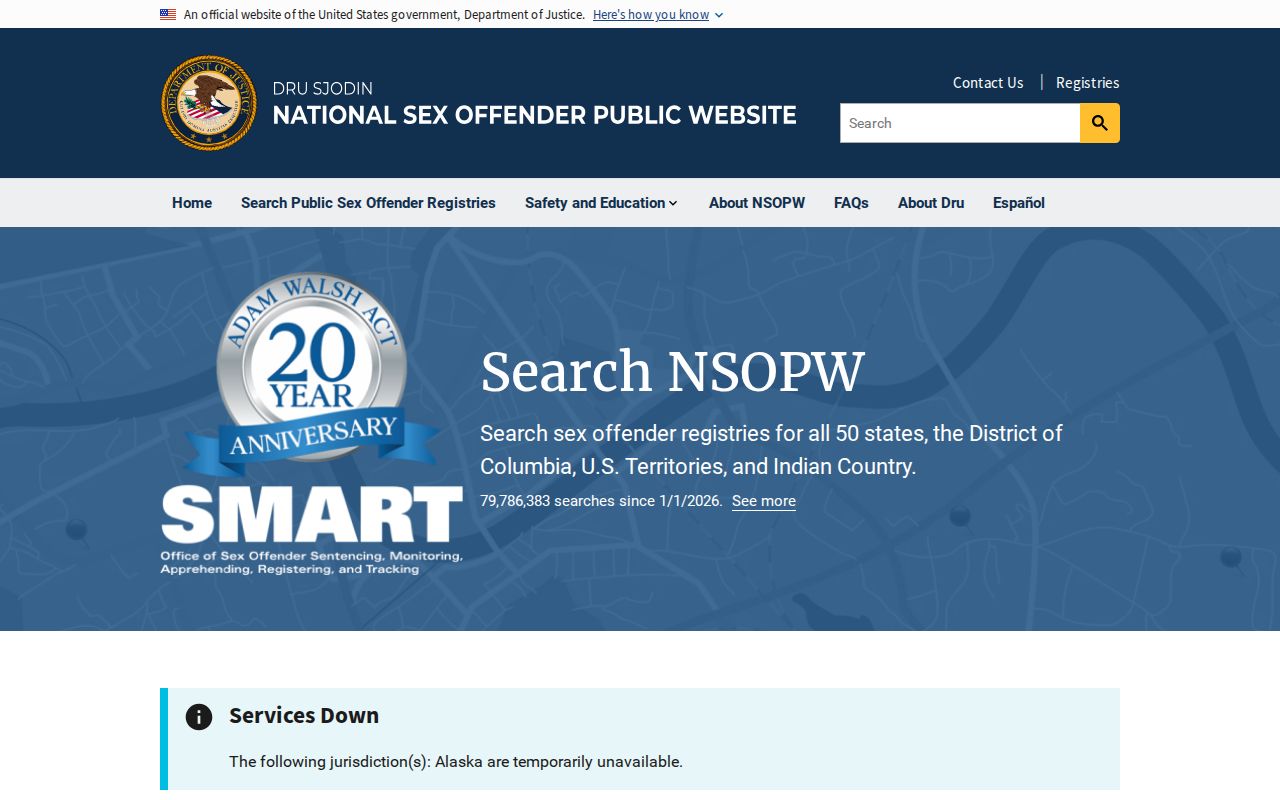 National Sex Offender Public Website search homepage